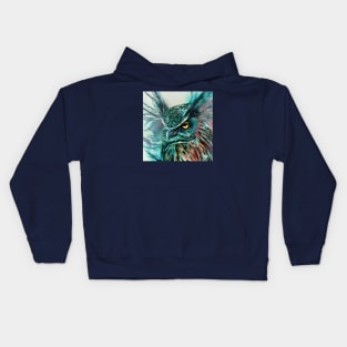 Great Horned Owl Digital Painting Kids Hoodie